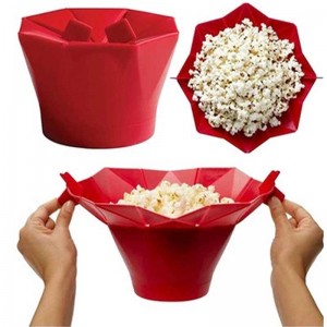 DIY Home Kitchen Tools Collapsible Silicone Popcorn Popper Bowl Food Grade Silicone Easy to Clean Bowl